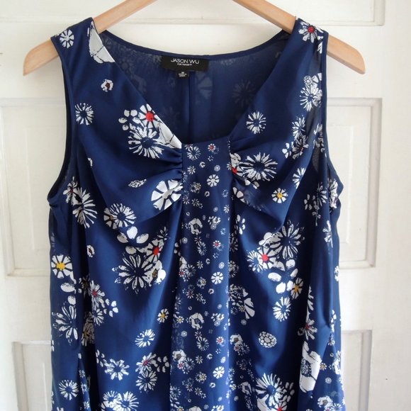 Jason Wu for Target Navy Blue Floral Chiffon Dress M - Picture 3 of 12